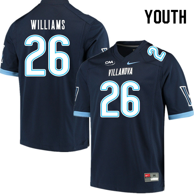 Youth #26 Jayvont Williams Villanova Wildcats College Football Jerseys Stitched Sale-Navy